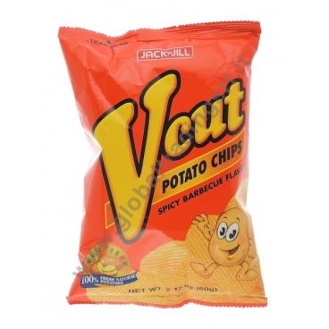 J&J V CUT POTATO CHIPS SPICYH BBQ - SNACK SALATO 50x60g