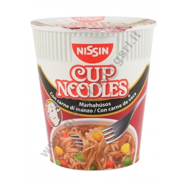 NISSIN CUP BEEF - NOODLES ISTANTANEI 8x64g - Global Trading srl