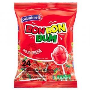 BON BON BUM STRAWBERRY - LECCA LECCA CON CHEWING GUM (10pz)12x160g*