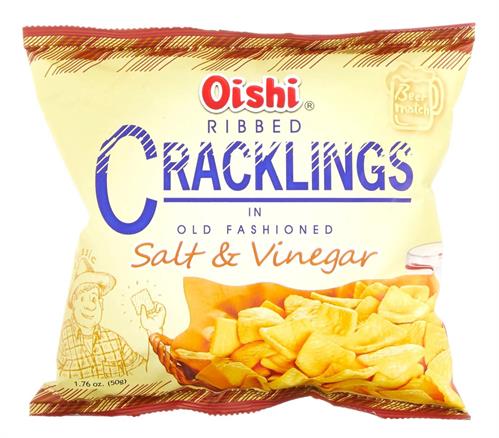 OISHI RIBBED CRACKLING SALT&VINEGAR - SNACK SALATO 50x50g