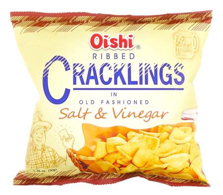 OISHI RIBBED CRACKLING SALT&VINEGAR - SNACK SALATO 50x50g