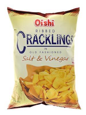 OISHI RIBBED CRACKLING SALT&VINEGAR - SNACK SALATO 30x90g