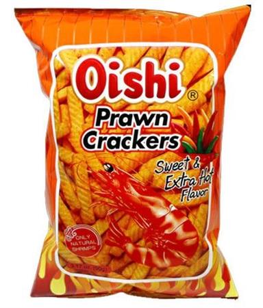 OISHI PRAWN CRACKERS SWEET HOT - SNACK SALATO 30x90g