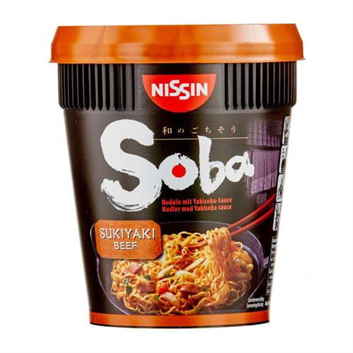 NISSIN CUP SOBA SUKIYAKI BEEF - NOODLES ISTANTANEI 8x89g (UT)