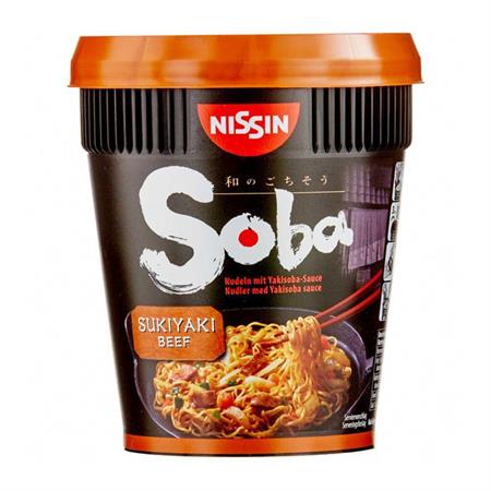 NISSIN CUP SOBA SUKIYAKI BEEF - NOODLES ISTANTANEI 8x89g (UT)