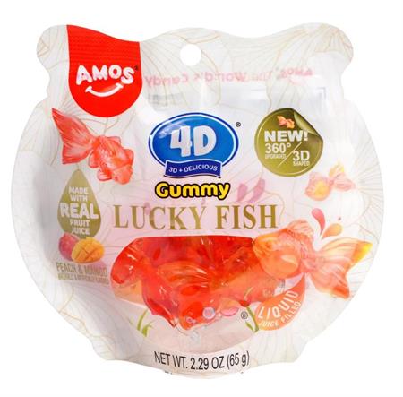 AMOS 4D GUMMY LUCKY FISH - PEACH & MANGO - CARAM. GOMMOSE 24x60g