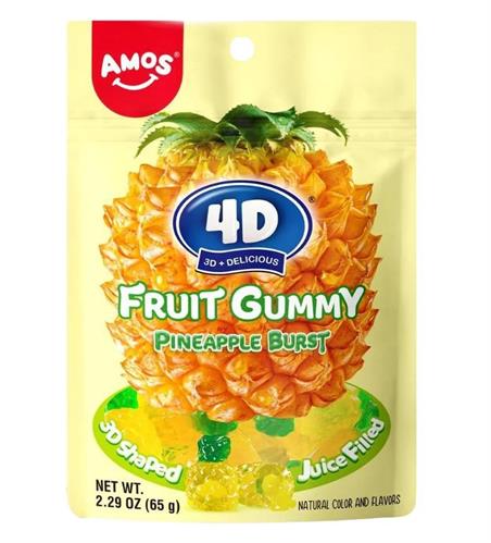 AMOS 4D FRUIT GUMMY - PINEAPPLE - CARAM. GOMMOSE 24x65g