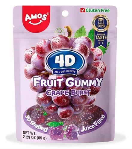 AMOS 4D FRUIT GUMMY - GRAPE - CARAM. GOMMOSE 24x65g