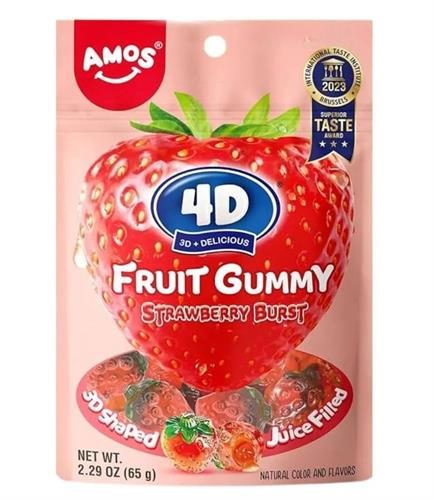 AMOS 4D FRUIT GUMMY - STRAWBERRY - CARAM. GOMMOSE 24x65g
