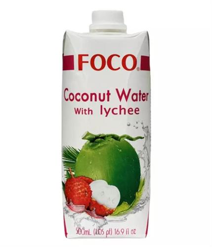 FOCO COCONUT WATER & LYCHEE (BRICK) - ACQUA DI COCCO 12x500ml *